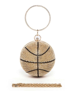 Small Rhinestone Basketball with Handle Crossbody Bag 6592 CLEAR